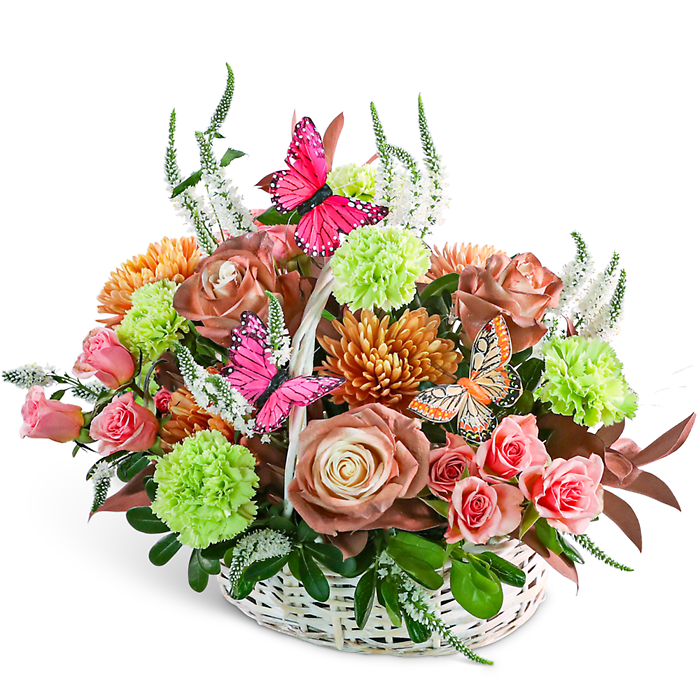 Mocha Morning Basket with Butterflies